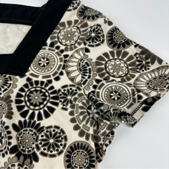 Croft & Barrow Blouse Women Small Stretch Cream Black Square Neck - Picture 5 of 7